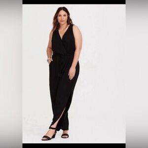 Torrid Black Challis Tulip Leg Jumpsuit - Plus Size 4 (4X)